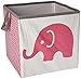 Bacati - Small Storage Tote Elephants Pink/Grey 10 X 10 X 10 inches