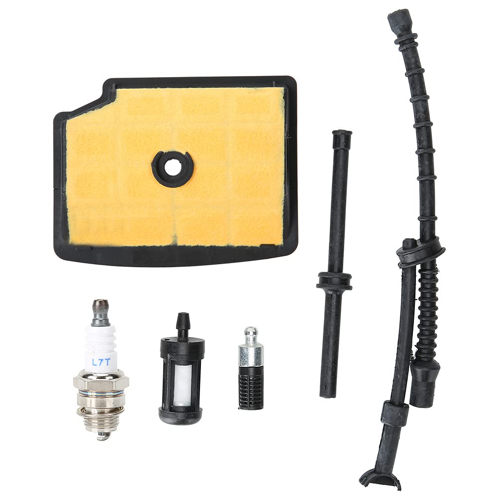 Air Filter + Spark Plug + Fuel/Oil Line Filter for MS200T Chainsaw, Air Filter Kit Replacement Parts, Garden Machine Essential Accessories, Resistant to Aging, Durable and Practical
