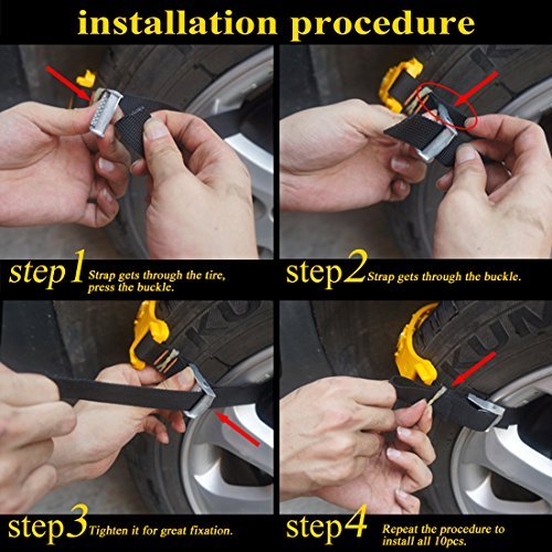 Dolloly Snow Tire Chains Anti Slip Chain Mud Chains Anti-slip Chains for Cars Truck SUV Tire Emergency Winter Driving 10PCS