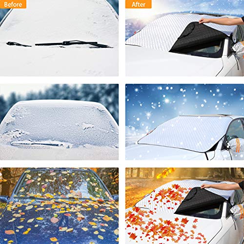 GLANDU Windshield Snow Cover for Ice and Snow for Car with 4 Layer Protection and 4 Magnets Inside Waterproof,Snow,Ice,Frost Defense,Windproof Windshield Sun Shade, Extra Large Fits Most Car SUV