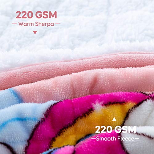 Sivio Kids Sherpa Fleece Weighted Blanket, 5lbs Pink Unicorn, Ultra Soft and Cozy Heavy Blanket, Great for Calming and Sleep, Fall and Winter Sherpa Flannel Weighted Blanket for Child, 36x48 Inch