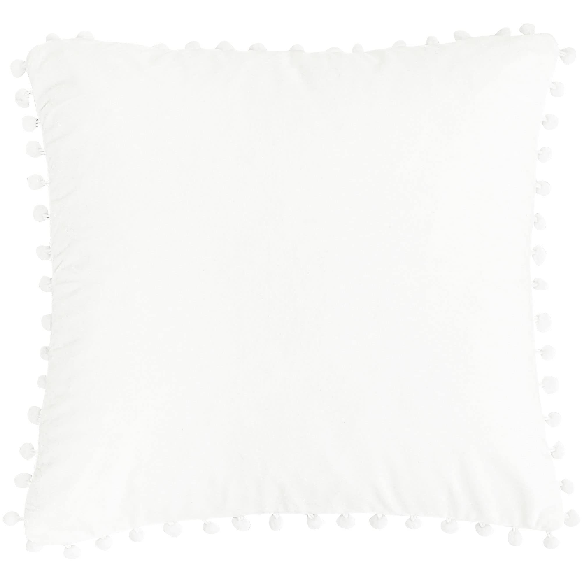 PiccoCasa Velvet Pillow Covers, Pom Pom Throw Pillow Cover, Square Solid Soft Cushion Covers for Sofa Couch Bedroom Car White 40 x40cm — image 1