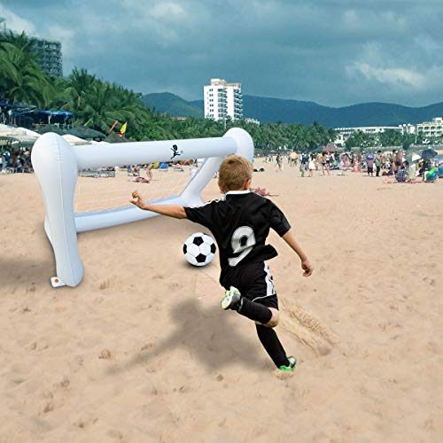SUNSHINEMALL Kids Inflatable Soccer Goal Net and Ball for Indoor Outdoor Soccer Game (Triangle Support-43.3x20.5x29.5-inch)