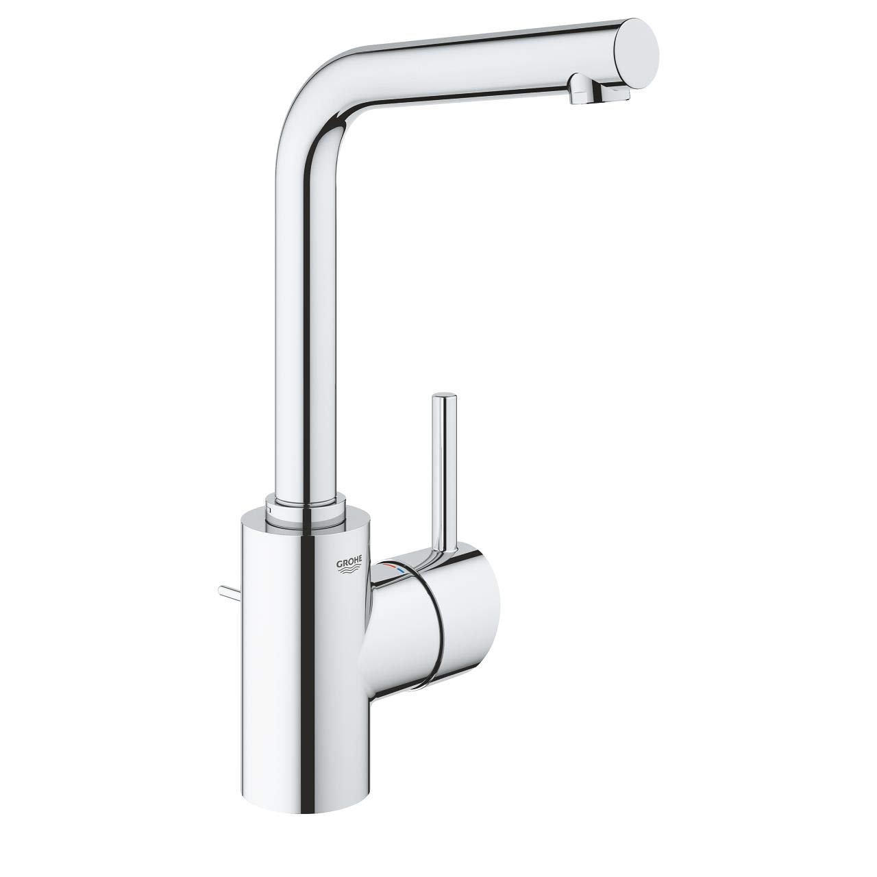 GROHE Concetto Single Lever Basin Mixer, L-Size, Swivel Spout, Pop-Up Waste Set. Water-Saving Tap in Chrome Finish. 23739002