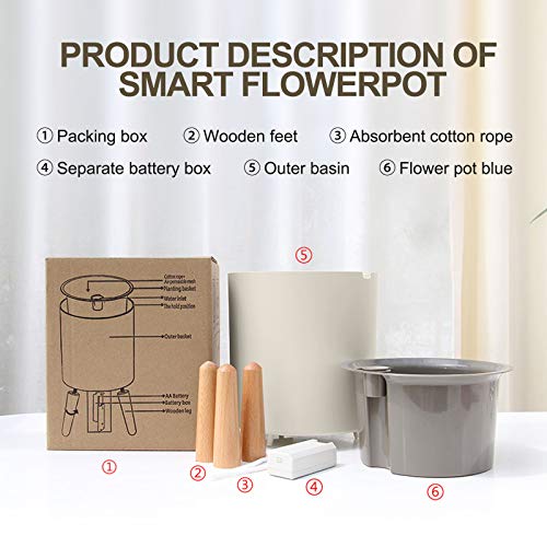 Intelligent Plant Pot with Stand, 7.5 Inch Self Watering and Drainage System, Water Shortage Alarm Flower Pot for Indoor Outdoor Decoration
