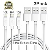 iPhone Charger Cable 10FT Atill Lightning Cable Extra Long Compatible with iPhone 8 8 Plus iPhone 7 7 Plus 6 6s 6 plus 6s plus 5 5s 5c iPa iPod & More (White, 3Pack)