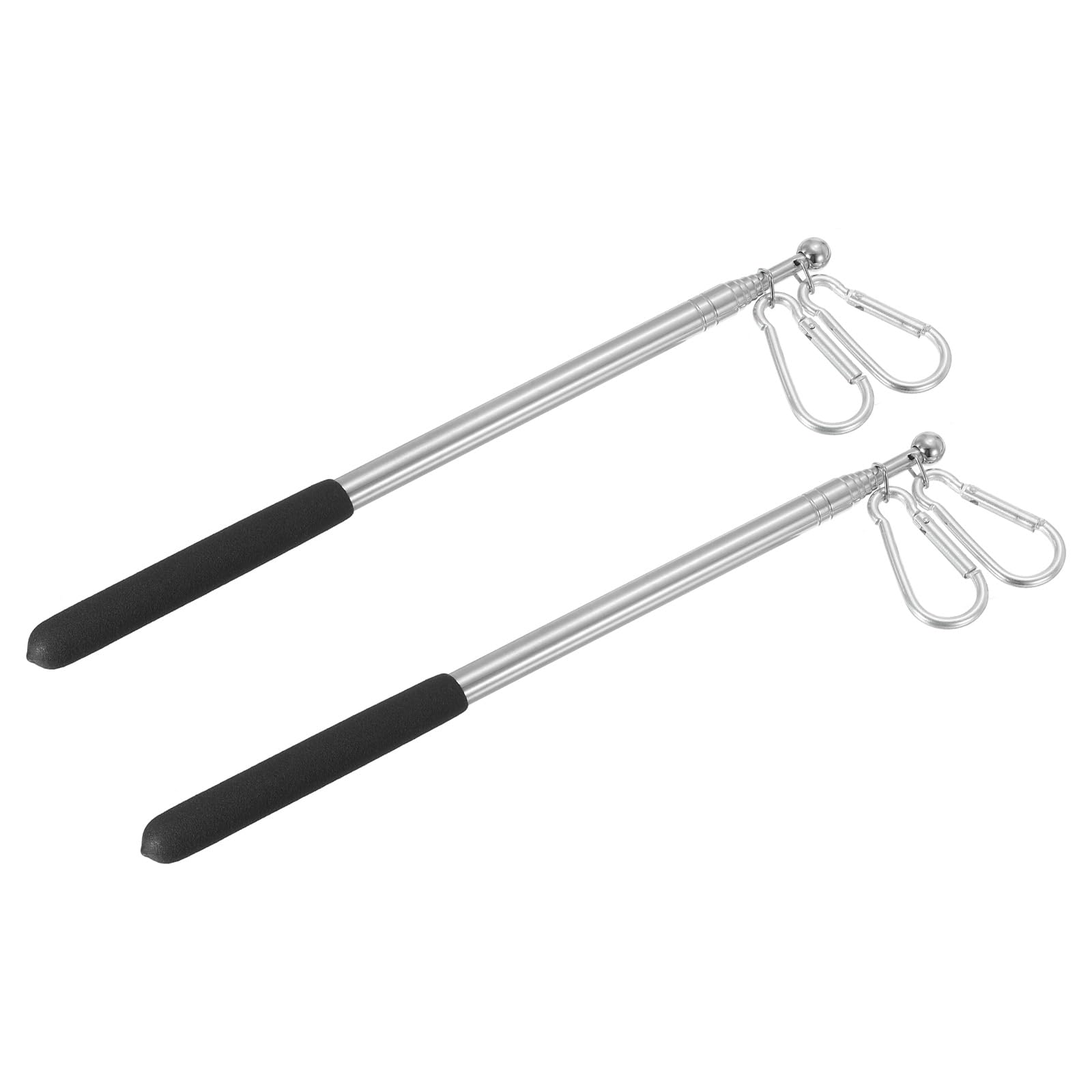 PATIKIL 5.2 Feet Telescopic Handheld Flagpoles, 2Pcs Tour Guide Flag Pole Stainless Steel Portable Collapsible Flag Pole with Clips for Teaching Pointer Training, Black