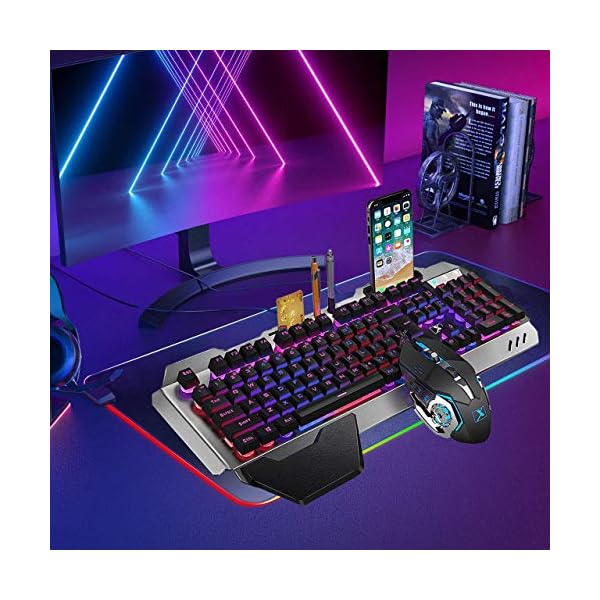 LexonElec-Gaming-Keyboard-and-Mouse-Sets-K618-Wired-RGB-LED-Backlit-104-Keys-Hand-rest-Usb-Gamer-Keyboard-Metal-2400DPI-Optical-6-Buttons-PC-Game-Mouse-Mousepad-For-Laptop-Computer Wired Gaming Keyboard and Mouse Sets RGB LED Backlit Metal Plate 104 Keys Hand rest Usb Gamer Light Up Keyboard 2400DPI…