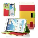 ATC Lumsing(TM) Colorful Wallet Design Magnetic PU Leather Stand Case Card Holder for Samsung Galaxy Note 2 N7100 with Screen Protector & Stylus Pen (multi-color)