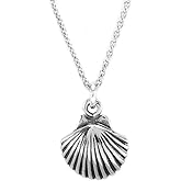 Sterling Silver Clam Shell Charm Necklace, 18"