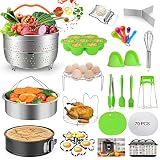 MIBOTE 101 PCS Accessories Set for Instant Pot 5,6,8 Qt, 2 Steamer Baskets, Springform Pan, Egg Steamer Rack, Egg Bites Mold, Kitchen Tong, Silicone Pad, Oven Mitts, Cheat Sheet Magnet, and etc