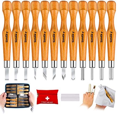 Similky 彫刻刀 12本セット 手彫り 新商品 木工 彫刻伝統工芸 木彫り 版画 篆刻 日曜大工 Sk7材質 初心者 Diy工具 Set 12 プロ 子供に適用 個人趣味 プラケース付き