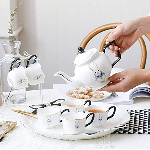 Porzellan Keramik Tee Geschenkset Mit Metallhalter, Kaffeeservice Set Mit Tassen, Untertassen Und – Bild 3