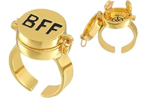 GYRMMUE BFF Rings,Opening Adjustable Best Friends Rings Gold Cartoon Anime Aesthetic Bff Rings Matching Couple Rings Jewelry