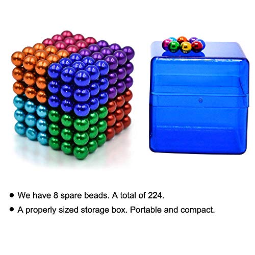 MENGDUO 5MM 224pcs Magnets Sculpture Building Blocks Toys for Sculpture Stress Relief Magnet Intelligence Development - Office Toy for Adults (8 Colors) - Thumbnail 2