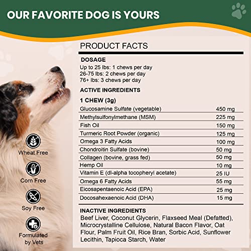 Veterinary Naturals Hemp & Hips Joint Supplement for Dogs 60 Soft