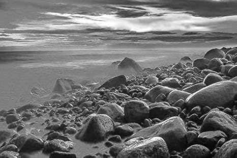 Amazon 黒と白 アート印刷 キャンバス壁紙 サンセット 海 石 夕暮れ 青スタイル 部屋飾り背景絵画 キャンバス写真 壁紙ポスター はがせるシール式 写真 絵画 壁飾り 50cmx33cm ウォールステッカー オンライン通販