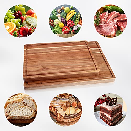 Garvee 61 x 45 cm Grande Tábua de Corte, Tábua de Madeira Acácia Utilizável Dos Dois Lados, Espessura de 3,8 cm, para Corte de Carnes, Legumes e Frutas, Marrom