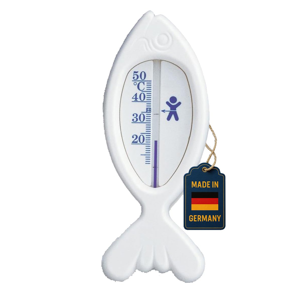 TFA Dostmann Fisch Analogue Bath Thermometer, 14.3017.02, Increases Bathing Comfort, BPA-Free, White, L59 x W14 x H145 mm