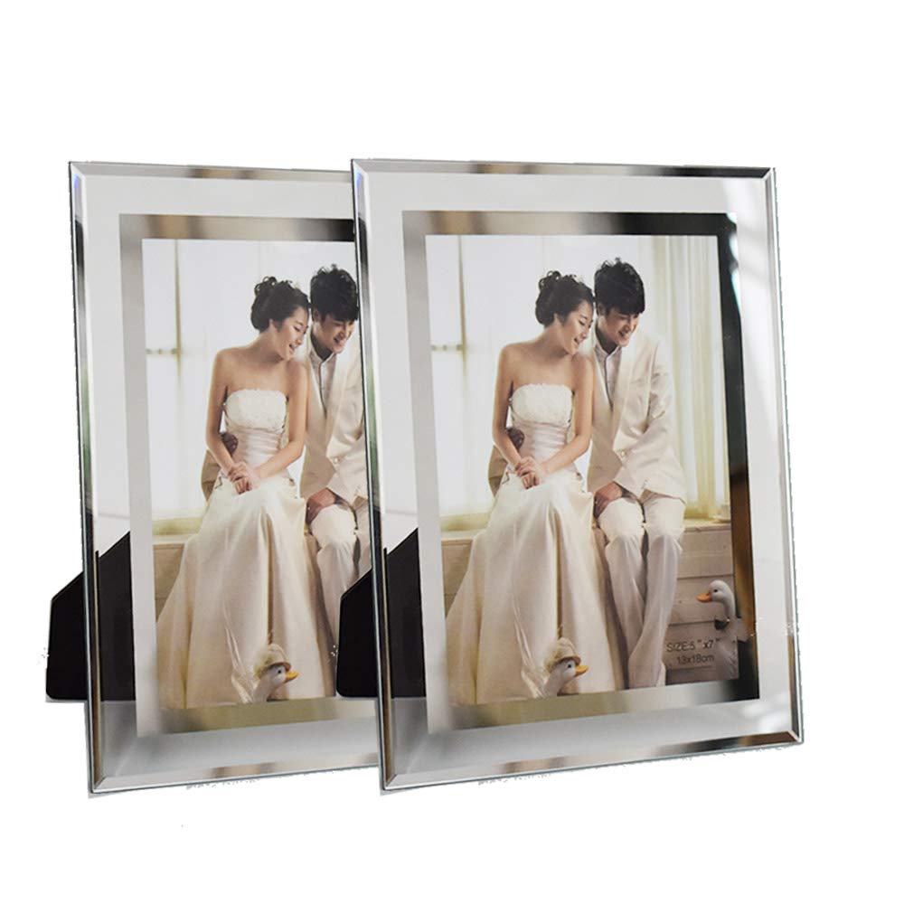 OUKEYI 7x5 Photo Frames Glass Picture Frame Portrait Landscape Display, set of 2