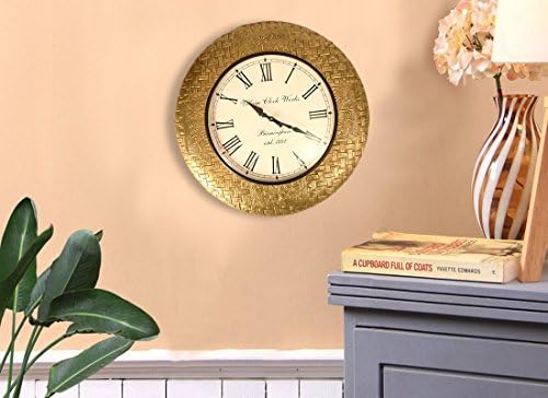 CraftedIndia Handcrafted Design Metal Wall Clock (48 cm x 5 cm x 48 cm, Multicolour)