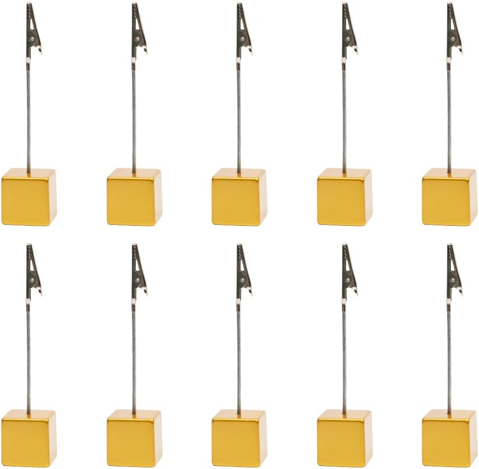 senover 10pcs Table Number Holder Name Place Card Holder Memo Clip Holder Stand Note Holder Pictures Card Paper Menu Clip (Gold)