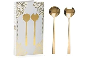NATURAL LIVING Salad Serving Set with Gold Finish