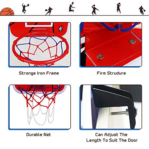 yoptote Mini Basketball Hoop Over The Door Backboard 15”x11.5” Rim Combo with Ball Pump Gift for Kids Toddler Youth Boys Men Party Favor Indoor Family Game
