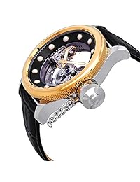 Invicta Russian Diver Reloj automático de acero inoxidable con correa de piel de becerro para hombre, color negro, 25.5