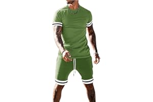 congluoki Mens Short Sets 2 Piece Outfits Fashion Short Sleeve Summer Tracksuits Casual Set with Pockets