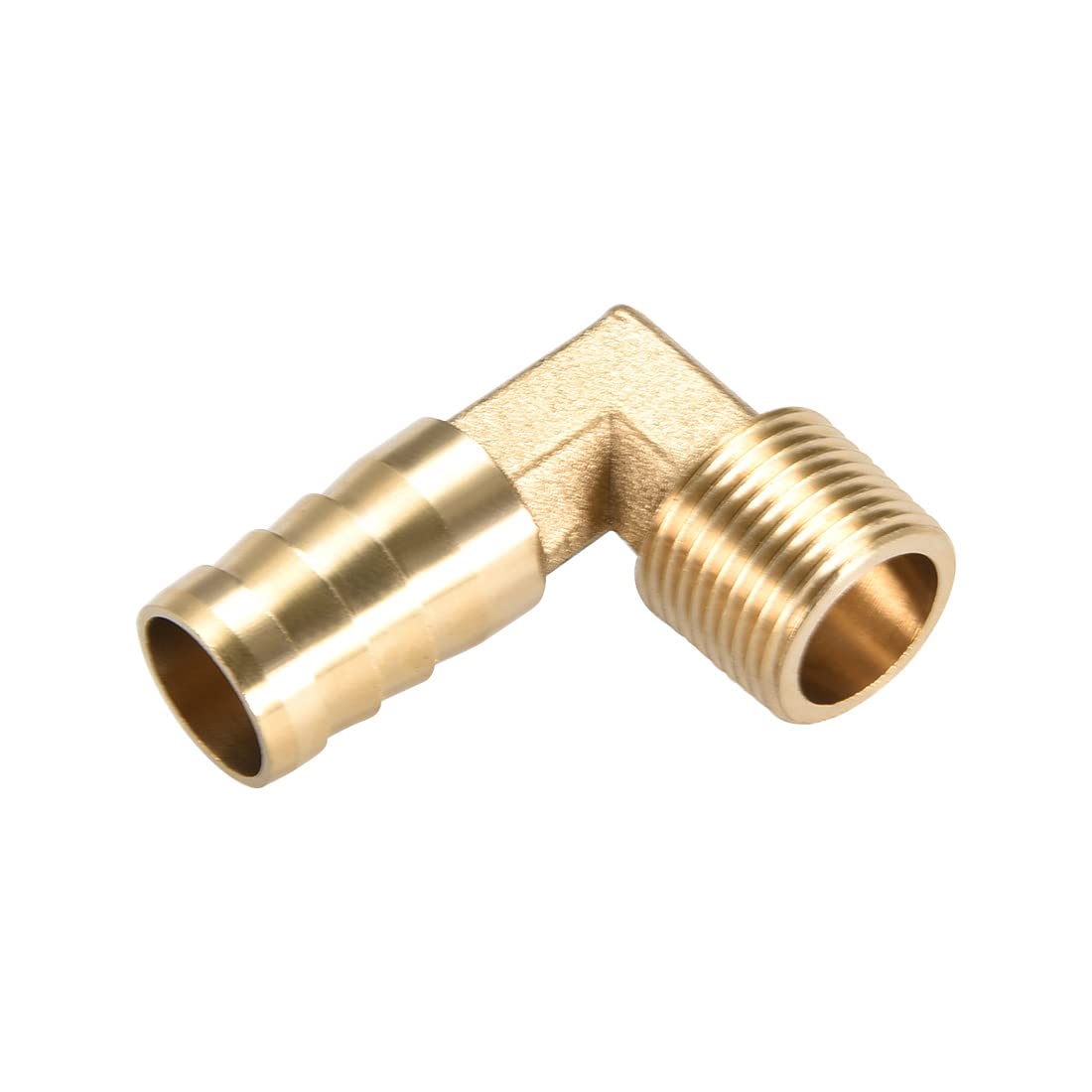 M METERXITY Brass Hose Barb Fittings - 90 Degree Elbow Brass 14mm Barbed Reducer Apply to Water Fuel (3/8 PT Male Pipe)