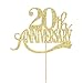 Gold Glitter 20th Anniversary Cake Topper - for Happy 20th Wedding Anniversary / 20th Birthday Party/Cheers to 20 Years Party Decorations
