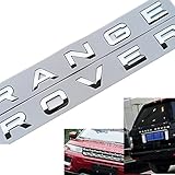 1Set 3D Head Cover Hood Front Letters Emblem Sports Line Badge Letter Emblem for Range Rover Land Rover car Stickers Decal Logo（Bright Silver）