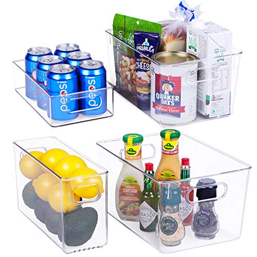 Plastic-Refrigerator-Organizer-Bins-4-Piece-Fridge-Organizers-and-Storage-Clear-Bin-with-Handle-for-Kitchen-Pantry-Premium-BPA-Free-Freezer-Organizer-Bins