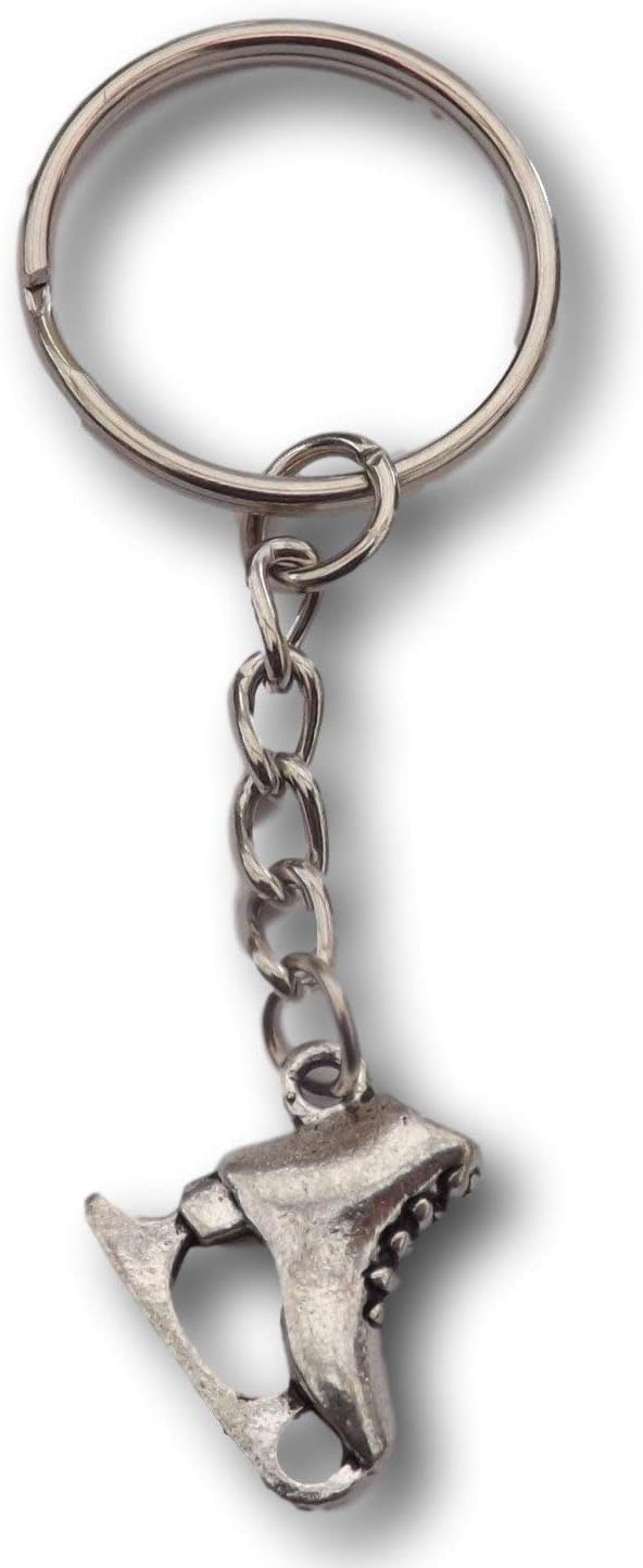 FizzyButton Gifts Ice skate Keyring Key Ring with Small silver Tone Charm and Silver Tone Keychain