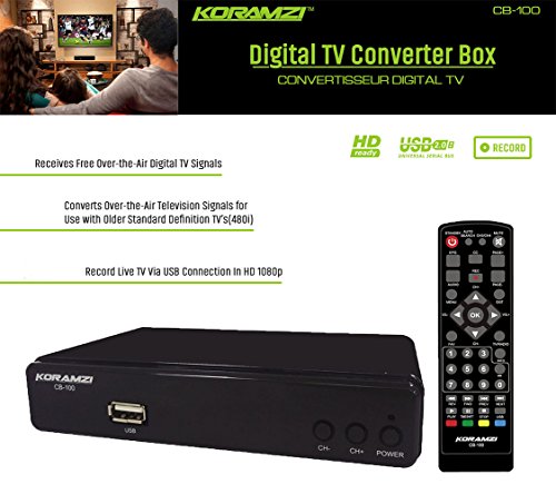 KORAMZI CB-100 HDTV Digital TV Converter Box ATSC with USB DVR Recording and Media Player PVR Function/HDMI Out/RF in - RF Out/RCA Out/USB Input - Thumbnail 5