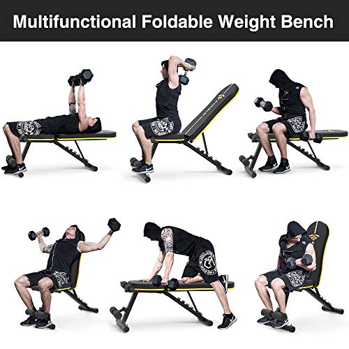 Adjustable Weight Bench for Full Body, Workout Bench with 7 Positions and Wider Backrest/Seat