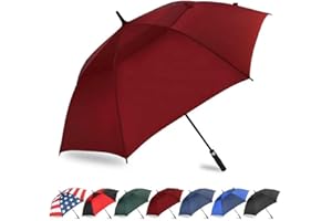 LLanxiry Automatic Open Golf Umbrella 54/62/68/72 Inch, Extra Large Windproof Vented Double Canopy Stick Umbrella, 210T Pongee Waterproof SPF 50+, Fiberglass Ribs, EVA Grip for Golf & Commute