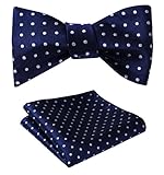 SetSense Men's Polka Dot Jacquard Wedding Party Self Bow Tie Pocket Square Set