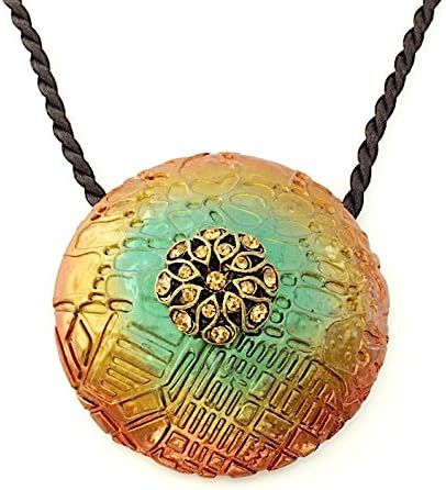 statement pendant necklace large big bib green brown necklace christmas gift for her gift under 25 teen jewelry, polymer clay unique women jewellery