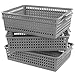 Doryh 6 Packs Plastic Storage Basket for Files, Letter, A4 Paper, Grey Office Kitchen Organizer Basket Tray