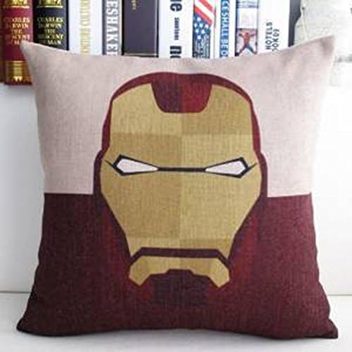 CoCoXie Superman Batman Spideman Green Lantern Captain America, Iron Man, the Flash Cotton &amp; Linen Pillowcase Decorative Throw Pillow Cover 18"x18" (Iron Man)