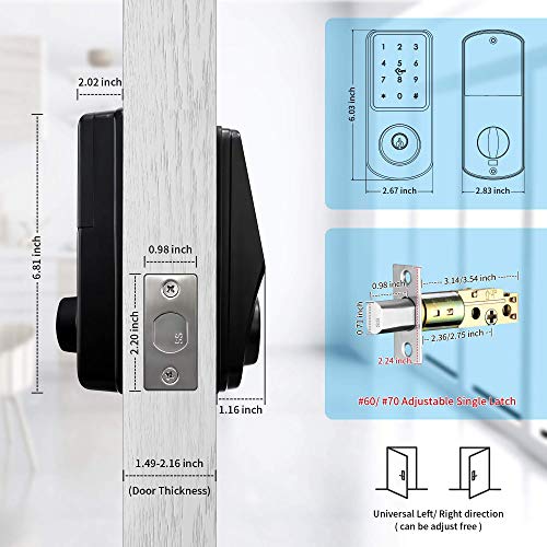 Smart Lock,Bluetooth Deadbolt Smart Lock Smart Deadbolt Lock Electronic Door Locks for Front Door with Deadbolt Door… - Image 3