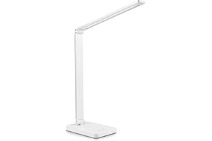 NUOVA GERMANY LED Desk Lamp Eye Protection, Foldable Touch Control Lamp for Kids Room, Office, with USB Charging Port, Dimmable, 5 Lighting White Modes 2800K-6500K (White)
