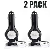 ETPocket Car Chargers, Tangle-free Retractable Micro USB Cable Car Charger With 1 USB Charging Port for Samsung S5 S4 S3 and Other Micro USB Device (2 Pack Black)