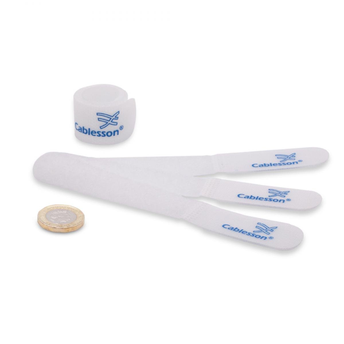 Cablesson Reusable Releasable Hook and Loop Nylon Cable Ties - Pack of 100 - Slim Pack - Straps and Keep wire cord tidy - White โ image 1