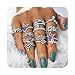Cyntan Sets Rings Knuckle Rings Vintage Retro Statement Ring Set Horse Crown Midi Finger Stacking Ring Set Jewelry For Girls Silver Tone