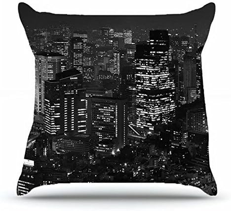 Nsduch Throw Pillowcase 18 X 18 Inches 100% Cotton Pillowcases Decorative Cushion Covers with Hidden Zipper Decor - Cityscapes Tokyo cityscapes grayscale For Car