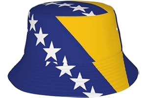 Flag of Bosnia and Herzegovina Bucket Hat for Men Women,Packable Reversible Printed Sun Hats,Fisherman Outdoor Summer Travel 