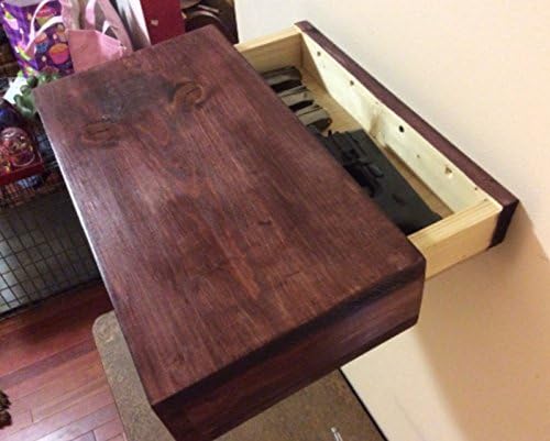 Rustic wood floating shelf with hidden compartment